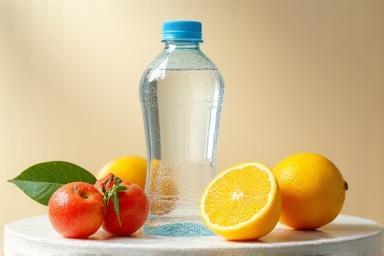 Water bottle and fruit symbolizing healthy hydration